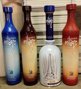 6 ft Milagro Tequila Bottles